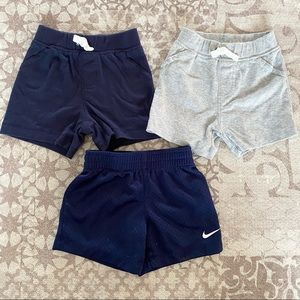 Carter’s 9 mo and Nike 12 mo baby boys casual shorts navy & grey like new